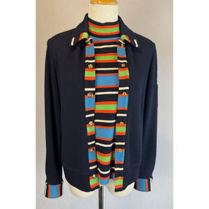 St. John Sport By Marie Gray Sweater Cardigan 2 Pc Wool Blend Size Small Striped